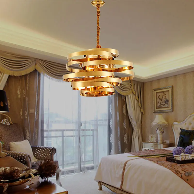 Винтажный Золотой Круглый светодиодный подвесной светильник Vertigo, современный блеск, подвесной светильник для столовой, светильник