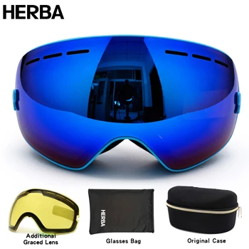 Nueva HERBA gafas de esquí de marca doble UV400 anti-niebla gran esquí gafas máscara de esquí hombres mujeres nieve snowboard gafas HB3-3