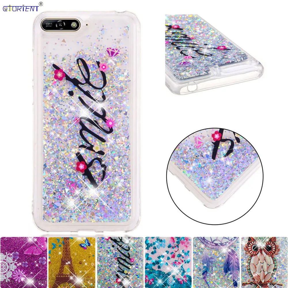

Bling Cover for Huawei Y6 2018 Shockproof Case ATU-L21 ATU-L22 ATU-L11 ATU-LX3 Cute Glitter Liquid Soft Silicone Phone Cases