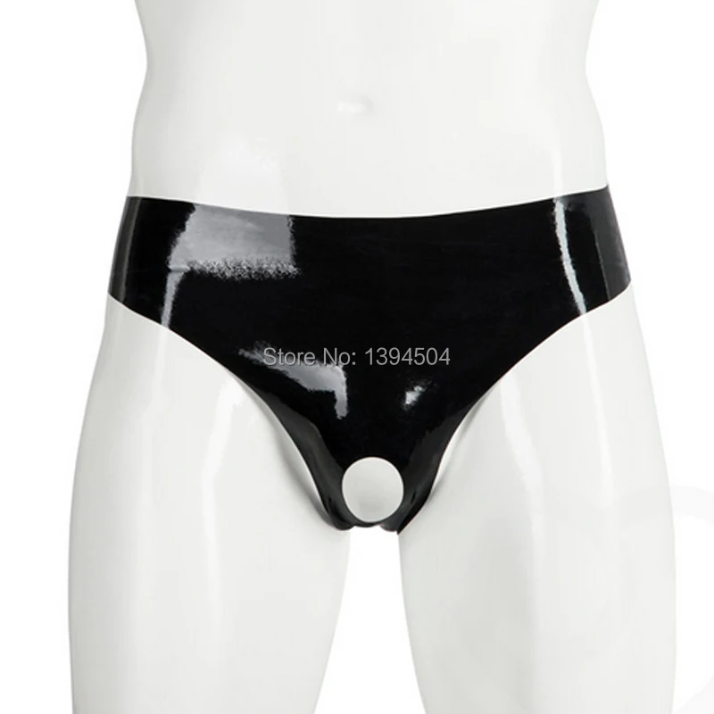 men male black customize handmade latex underwear tight front hole zentai shorts pants slim lingerie