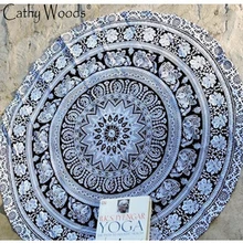 

Elephant Mandala Round Roundie Beach Towel Throw Indian Tapestry Hippie Yoga Mat Decor Round Tapestry Wall Hanging Beach Towel