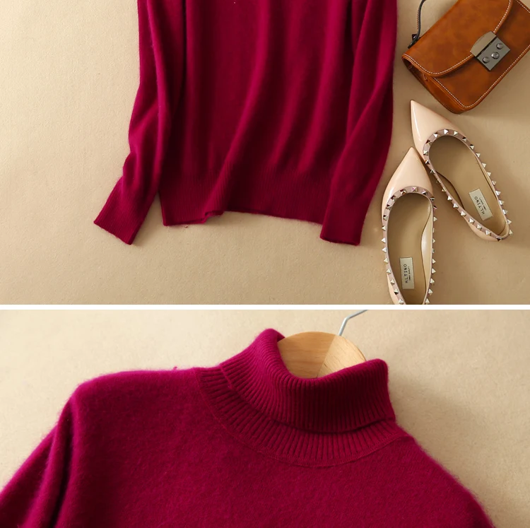 Осенне-зимний толстый кашемировый свитер, Женский Тонкий джемпер с высоким воротником, пуловер, свитер