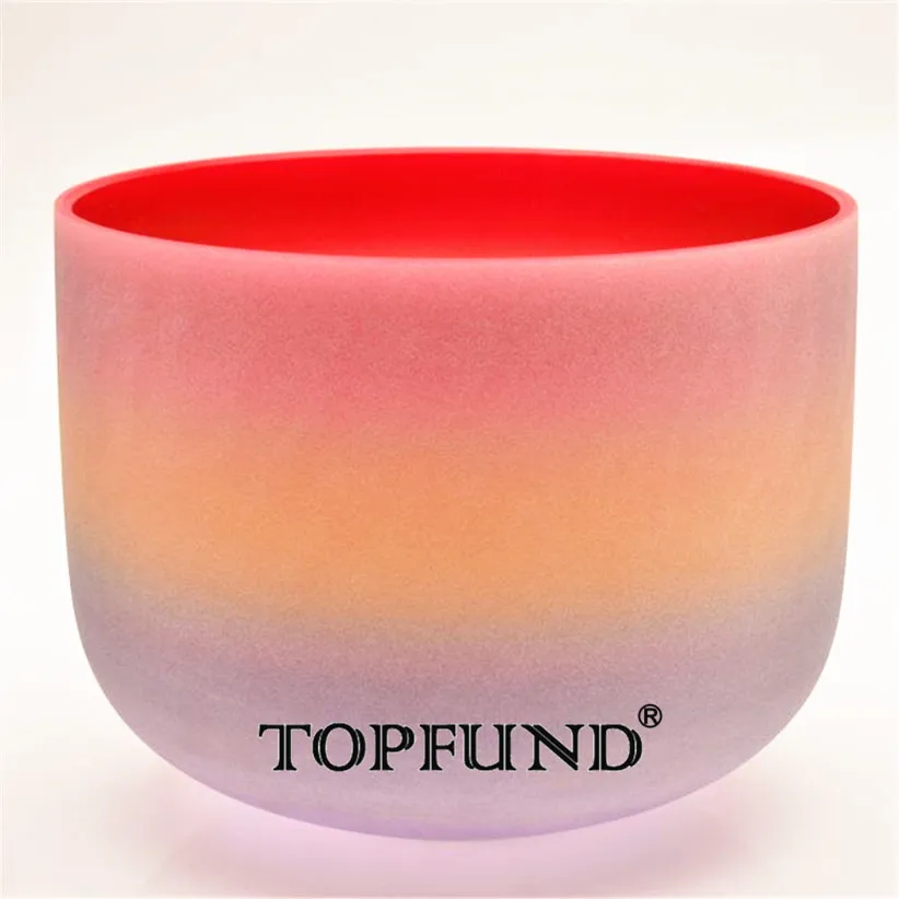 

TOPFUND Rainbow Color C Root Chakra Frosted Quartz Crystal Singing Bowl 11" With Free Mallet and O-Ring