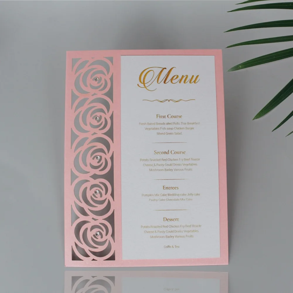 Розовые свадебные приглашения романтические Пригласительные открытки с золотым принтом свадебные пригласительные открытки-набор из 50 шт