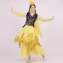 Женский Искусственный шелк спандекс Hmong одежда танец меньшинств костюмы Китайская народная одежда этнические Uighur представление