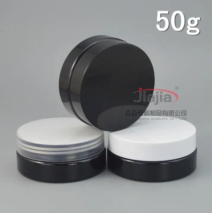 Image 50 grams black PET Jar,Cosmetic Jar 50g black jar with clear white black PP Lid Make up Packaging Beauty Salon Equipment