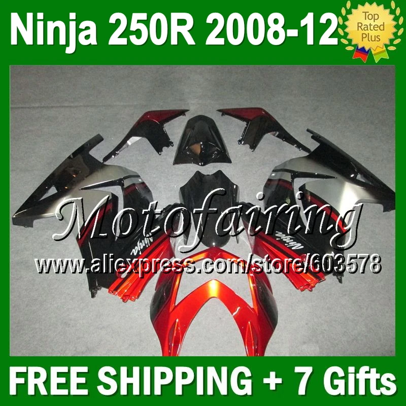 

7gifts+ new orange For Kawasaki Ninja ZX250 08 09 10 11 12 16#J21 silver ZX 250 250R 2008 2009 2010 2011 2012 ZX250R Fairing