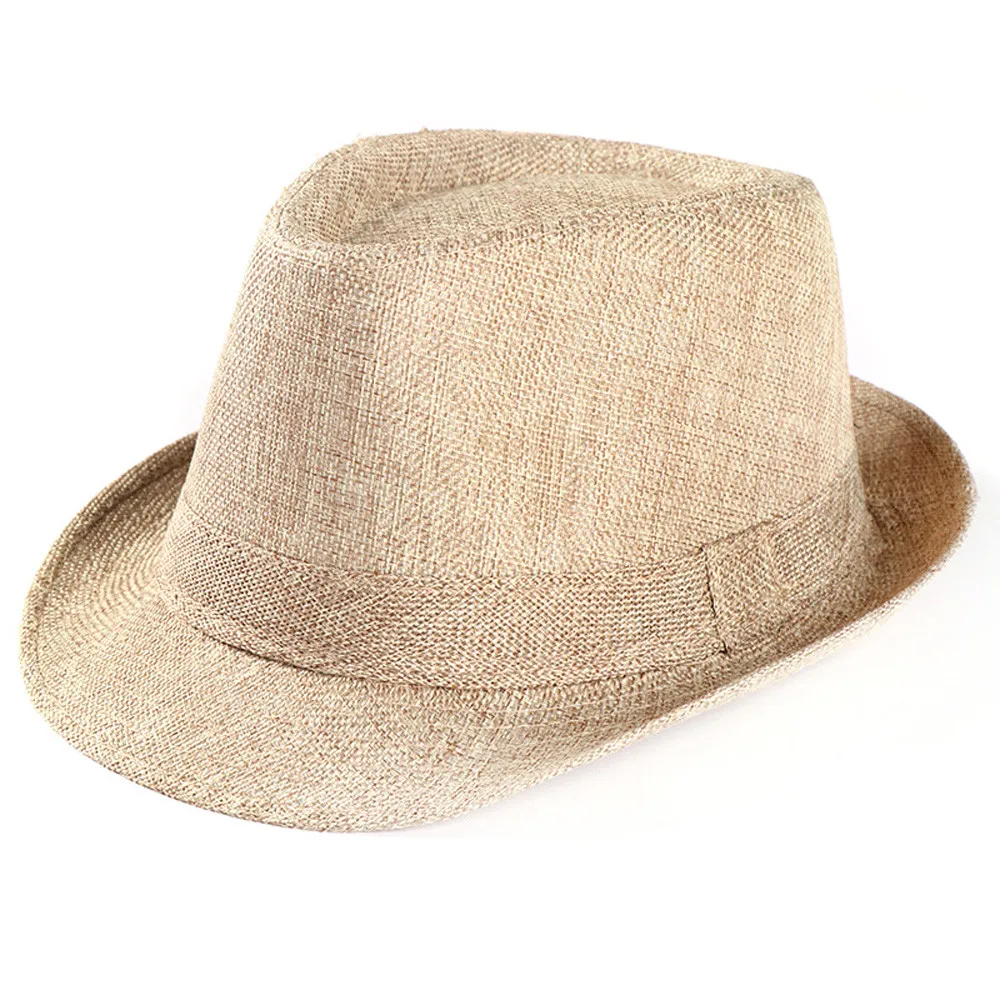 1pc unisex Men Women grass Fedora Wide Brim Straw Cap Unisex Panama Summer Beach Sun Hat,capes for men Casual cap