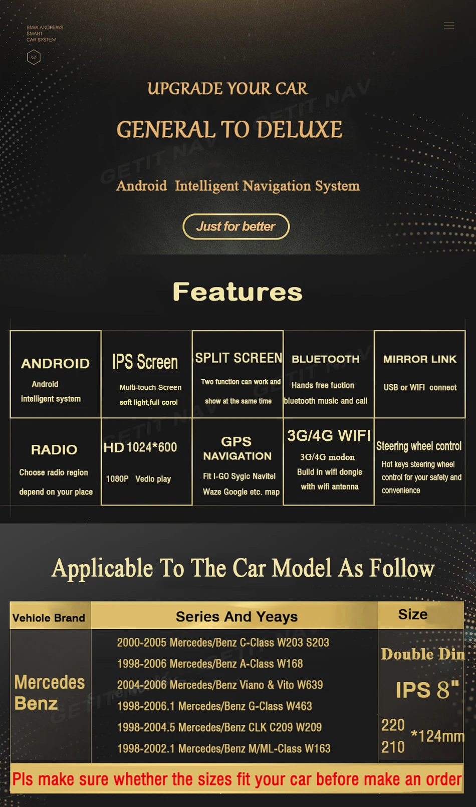 DSP ips " Android 10 Автомобильный мультимедийный радио плеер для Mercedes Benz/W209/W203/M/ML/W163/Viano/W639/Vito gps стерео BT wifi