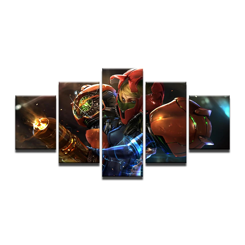 Модульные картины 5 панелей игровой постер Metroid Prime 4 хорошее качество холст