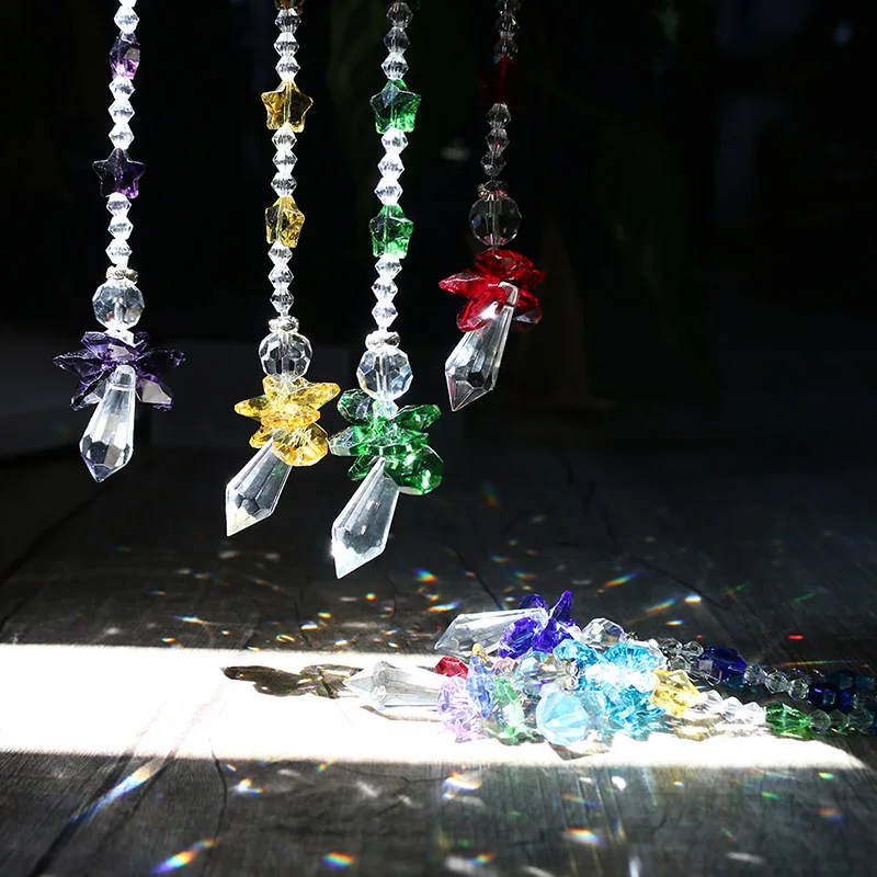 H&D 7pcs Crystal Glass Guardian Angel Window Sun Catchers Rainbow Maker Collection Suncather Gift Home Garden Hanging Decor