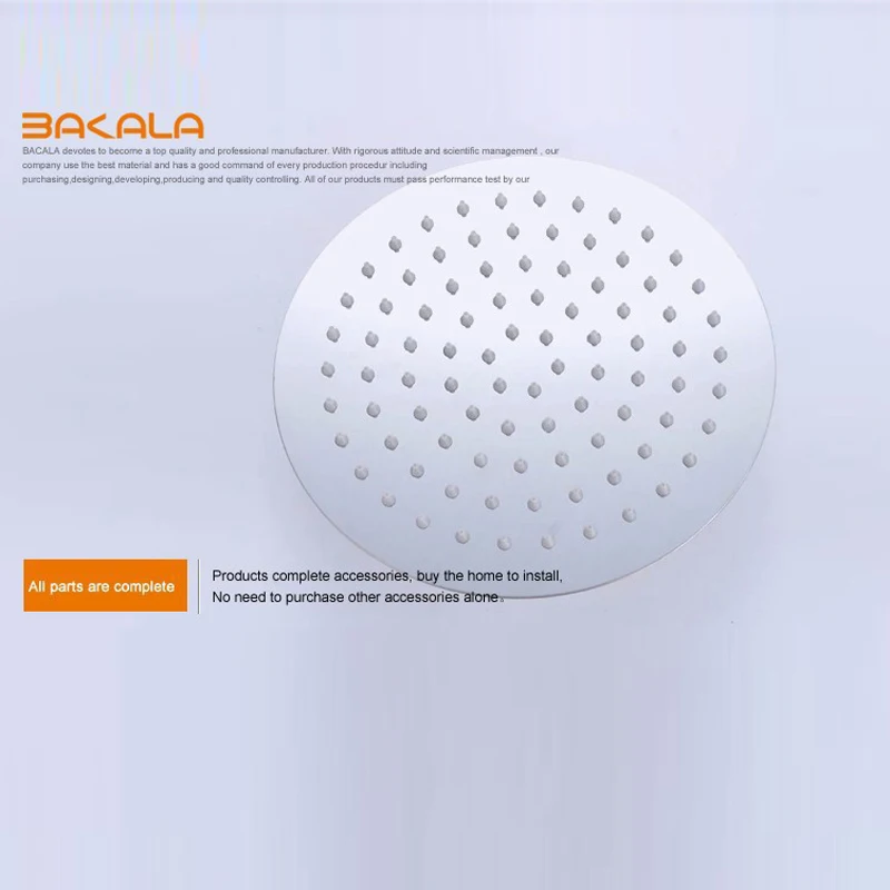 BAKALA Freeshipping 8 inch 10 Inch 12 inch Round bathroom rain shower head Stainless Steel rain shower head images - 6