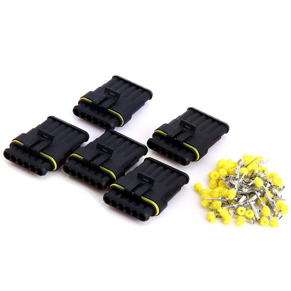 

5 Sets Kit 6 Pin Way Waterproof Electrical Wire Connector Plug