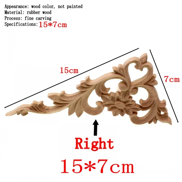 RUNBAZEF винтажная Неокрашенная древесина резная угловая Onlay аппликация, Рама задний план настенный домашний шкаф для мебели двери Декор ремесла - Цвет: Right