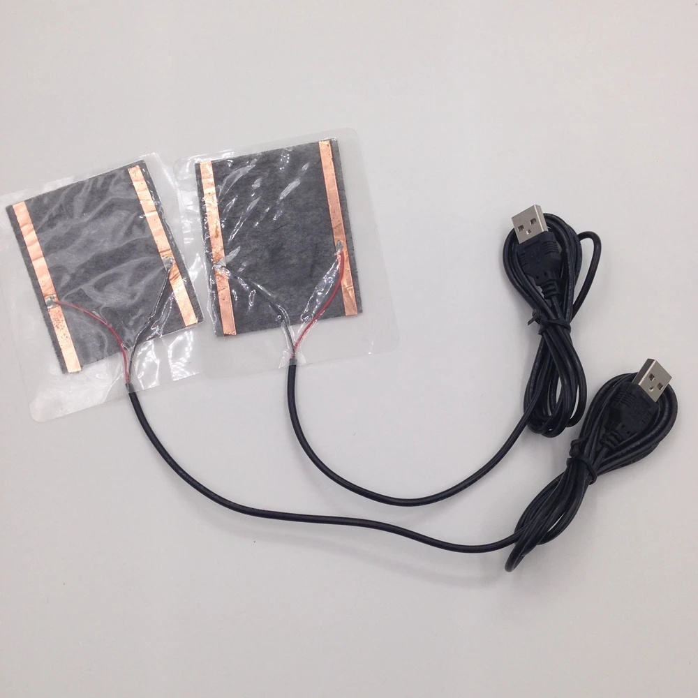 1 Pair 5V Computer USB Powered Heated Mouse Pad for DIY Heated Gloves Carbon Fiber Heater USB