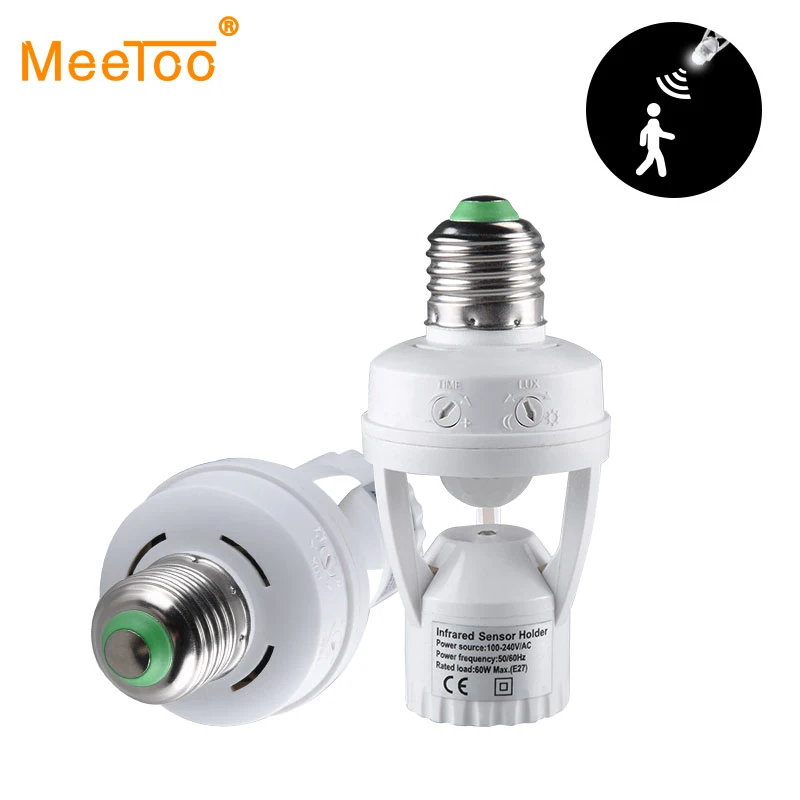 

E27 Motion Sensor Light Switch 100-240V Motion Detector E27 Base Lamp Holder With Light Control Smart Switch Bulb Socket Adapter