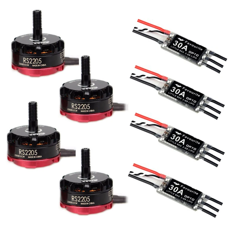 

4PCS original EMAX RS2205 2300KV Cooling Brushless motor+4PCS Favourite FVT little bee littlebee 30a ESC (2-6S) OPTO BLHeli