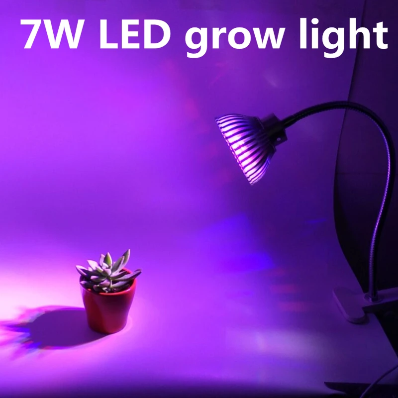 

7W  desk LED Plant Grow Light, Flexible, 360 Degree Neck, Wide tiny Illumination, Focused Wavelengths for Plant Development