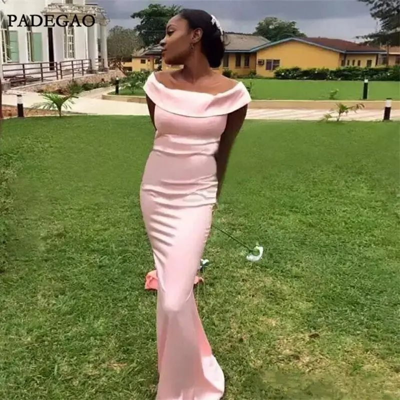 New Fashion Off-shoulder Pink Cheap Mermaid Simple Bridesmaid Dresses3