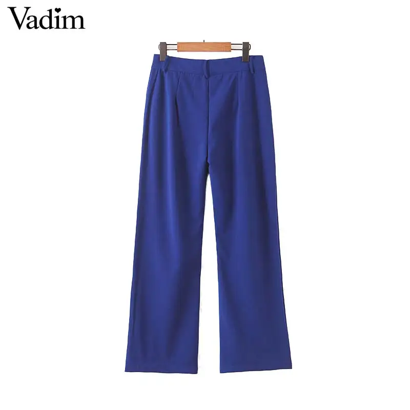 Женское элегантное платье vadim синие длинные брюки на молнии с карманами, в европейском стиле, женские стильные рабочая одежда Брюки Панталоны тонкого покроя для KB067