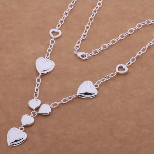 

AN542 Trendy wholesale silver Necklace, 925 silver fashion jewelry Seven heart smooth necklace /bvpakmwa gtlapksa