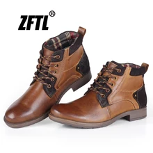 ZFTL New Men Martins Boots Genuine Leather Casual Snow Boots men's high-top cow leather boots Handmade boots Big Size male 011 цена ZFTL New Men Martins Boots Genuine Leather Casual Snow Boots men's high-top cow leather boots Handmade boots Big Size male 011 цены онлайн