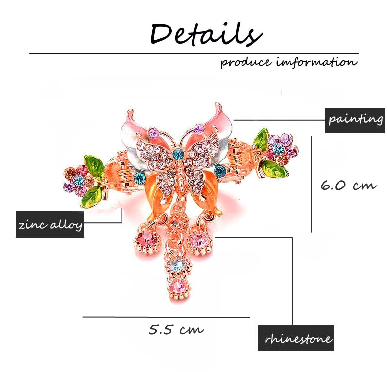 Morkopela бабочка эмалированная Винтажная заколка для волос очаровательные Стразы заколки для волос женские банкетные заколки для волос аксессуары вечерние ювелирные изделия
