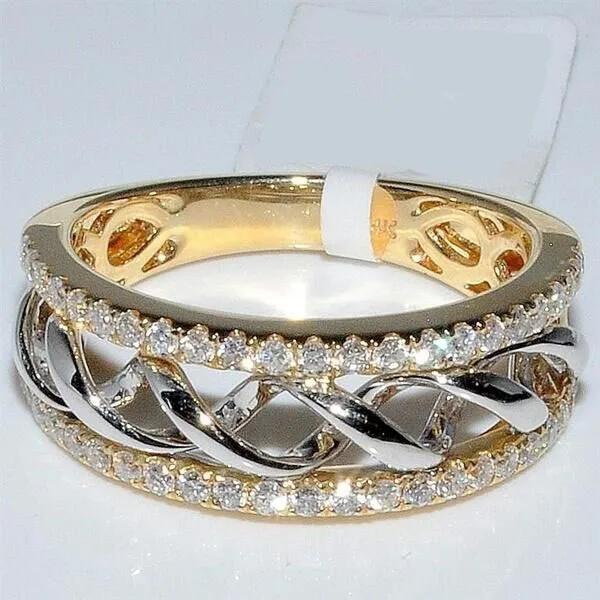 Wedding Ring For Women Simple Style Wave Shape Austrian Crystals silver color Fashion anniversary Jewelry | Украшения и
