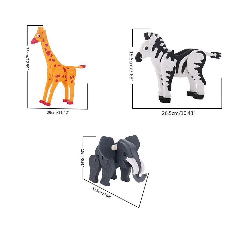 1 компл.. 3D животных сборки жираф зебра Слон Модель головоломки Развивающие Jagsaws доски для детей Детские игрушки