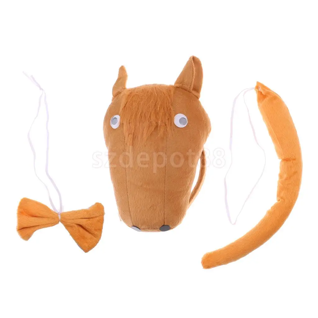 Set of 3pcs Birthday Girls Boys Kids Cartoon Bear Bee Monkey Costume Set Headband Bowtie Tail Fancy Dress Party Accessories