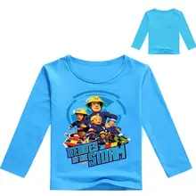 Новинка весны для маленьких мальчиков Костюмы пожарный футболка Дядя Сэм с длинными рукавами детская футболка; рубашки для мальчиков; детская футболка с принтом для детей модный топ