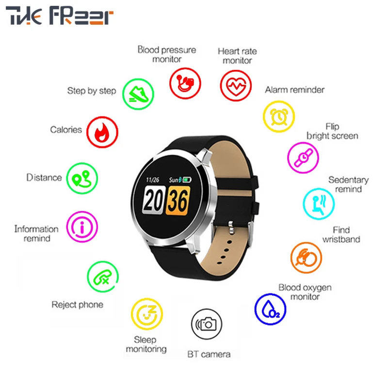 

Q8 Color Screen Bluetooth Smart Watch Stainless Steel Waterproof Wearable Device Smartwatch Wristwatch Men Women Fitness Tracker