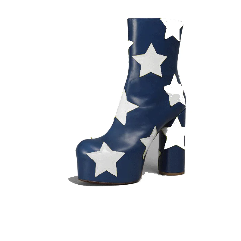 Zapatos Grueso De Shown Del as Calidad Alta Plataforma Diseñador Extremo Cortas Las As Lujo Alto Marca Tobillo Tacón Blanca Shown Estrella Mujeres Botas wxqaXYp