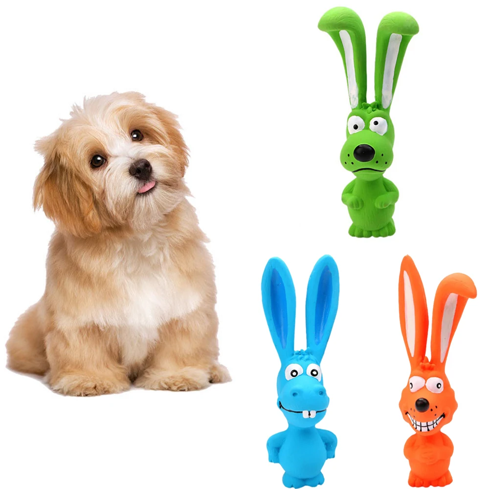 Screaming Rubber Rabbit For Dogs Latex Squeak Squeaker Chew Training Toy