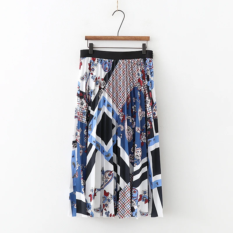 

Vintage Chic Floral Print Plaid Patchwork Skirt Elegant Retro Boho Women Skirts Straight Bottom Feminine Casual Jupe Femme