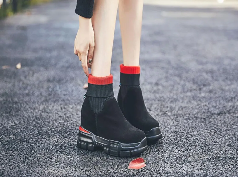 Stiefel Boden Dicken Neue Rot Erhöht Martin Hundert Kuchen Leder Britischen Mode Die Winter PqzpwxUx6