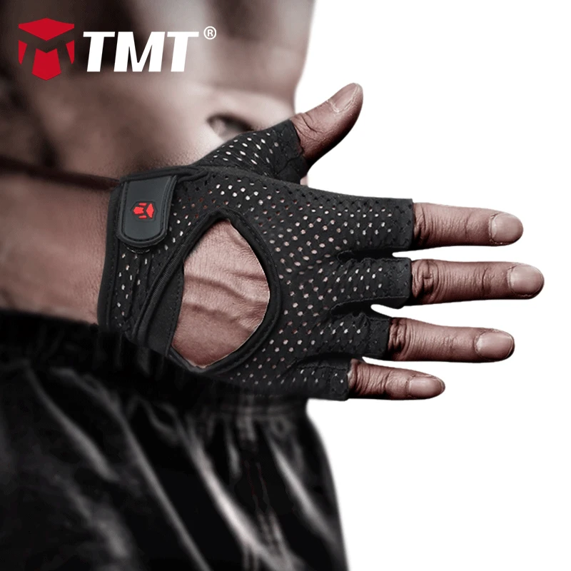 TMT Gym Gloves Breathable Heavyweight Exercise Weight Lifting Man Crossfit Body Building Training Sport Fitness Workout Gloves