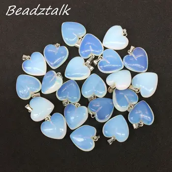 

Stone Heart Charm 16 mm Pendant 15 colors Fashion Crystal Opal Carnelian Pendant for DIY Earrings Bracelets Supplies 40pcs