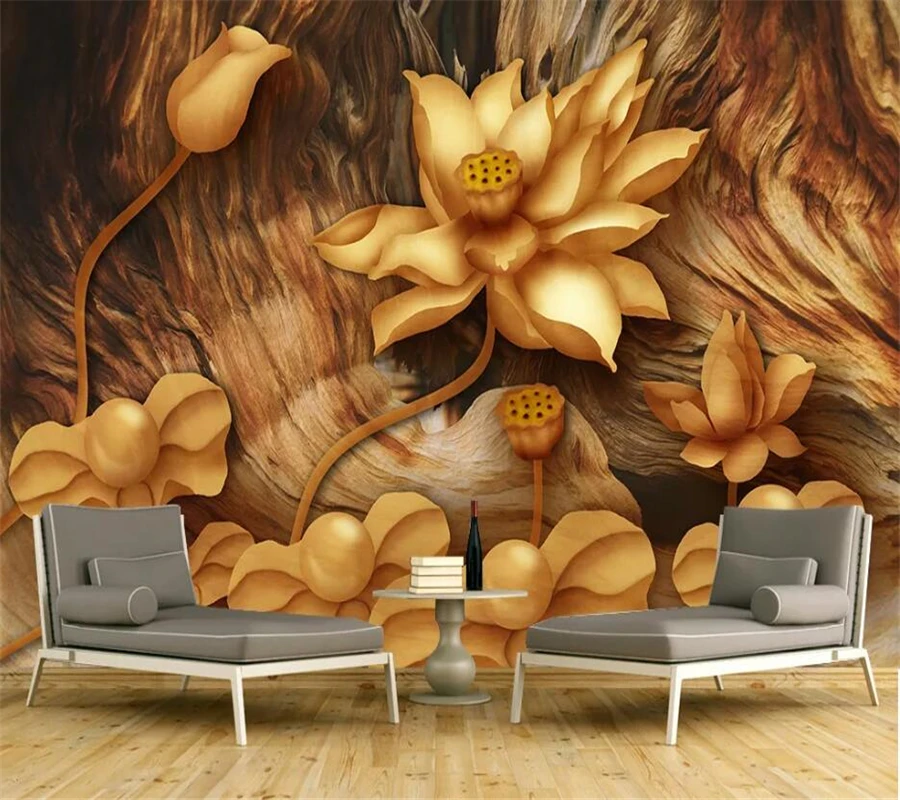 

beibehang Custom wallpaper 3d mural HD pure computer hand-painted detailed layered lotus pearl living room bedroom 3d wallpaper