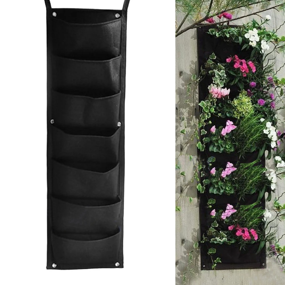 New Arrival 7 Pocket Hanging Vertical Garden Planter Indoor Outdoor Wall Mounted Herb Pot Decor Garden Plants Necessaries Vertical Garden Planter Pocket Hanging Plantherb Garden Planter Aliexpress
