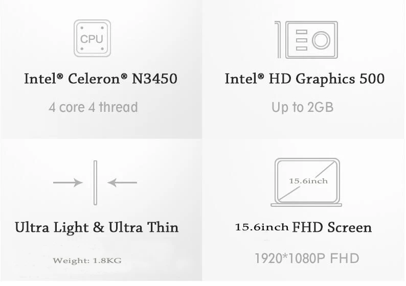 15,6 дюймовый ультрабук ноутбук 6 ГБ ОЗУ 64 Гб EMMC 1 ТБ HDD Inte* l N3450 четырехъядерный HD камера Windows 10 игровой ноутбук