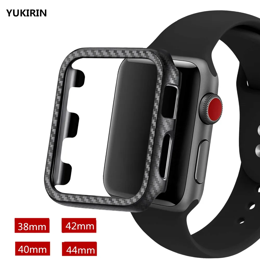 Ультратонкий чехол YUKIRIN из углеродного волокна защитная рамка для Apple Watch Series 5 4 3 2