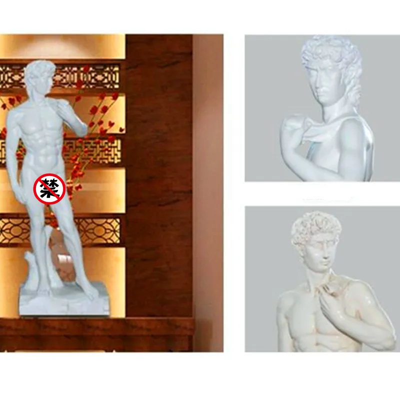 

54cm Cute David Statue Figure Bust Gypsum Michelangelo Buonarroti Home Decorations Collectible Colophony Crafts L2176