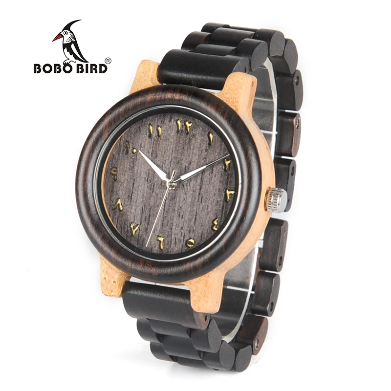 BOBO BIRD L-N14 Couple Wooden Watches 100% Natural Wood Watches Men Women Clock Christmas Gift in Case