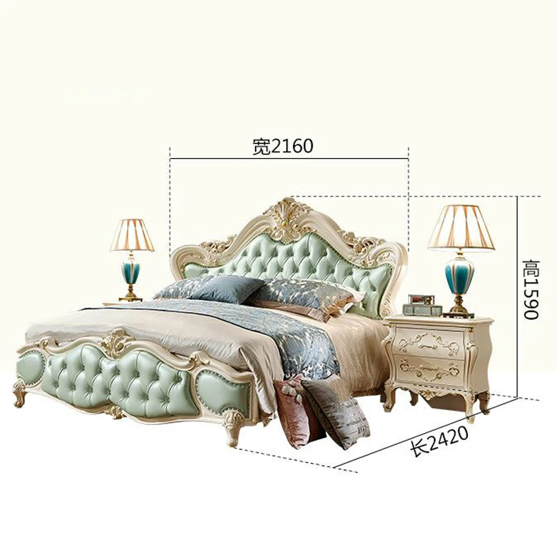 luxury European Style 1.8 Meters Bed, Double Bed, Leather Bed With Beside Table luxury European Style 1.8 Meters Bed, Double Bed, Leather Bed With Beside Table