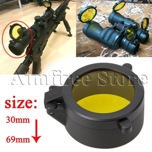 Охотничья мм 30-69 мм прозрачная желтая откидная крышка объектива RifleScope Quick Spring Eye Protect ob cap