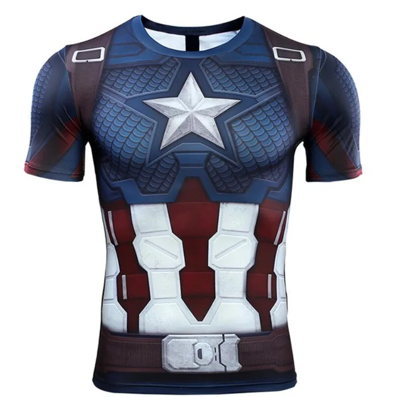 Short sleeve Футболка с 3D изображением Капитана Америки; костюм Капитана Америки для костюмированной вечеринки; 4 футболки Стива Роджерса; спортивные обтягивающие футболки - Цвет: Short sleeve