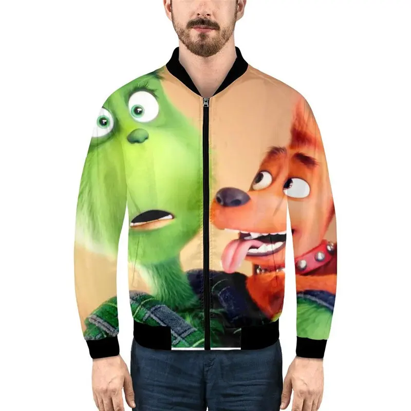 Cartoon The Grinch 3D Print Funny Jacket Men Bomber Jackets Baseball