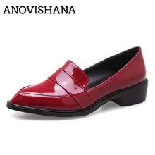 ANOVISHANA/Женская обувь из искусственной кожи; лоферы на плоской подошве; женская летняя обувь на плоской подошве; обувь на низком квадратном каблуке; женская обувь; Sapatos Mujer; A439D