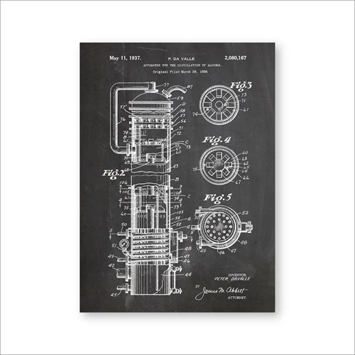 Устройство для дистилляции алкоголя патент постер печатает виски делая научный декор для стен в винтажном стиле чертеж холст живопись подарок - Цвет: PH3872